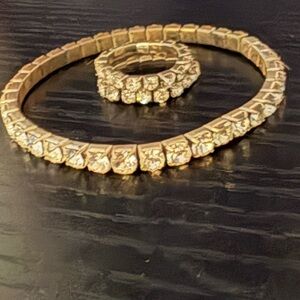 Rhinestone bracelet and rings bundle